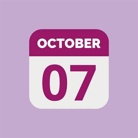 October 7 Calendar Date Icon 23202485 Vector Art at Vecteezy