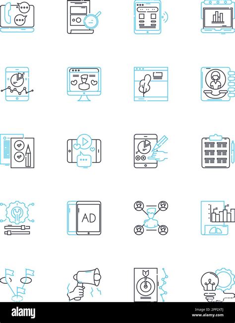 Marketing multinacional lineal iconos set Globalización Localización