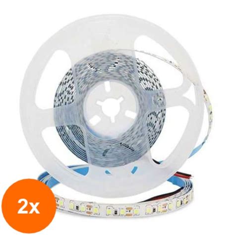 Set 2 X Banda Led Smd2835 Cu Lumina Rece 6000 K Well 12 V 120 Led M