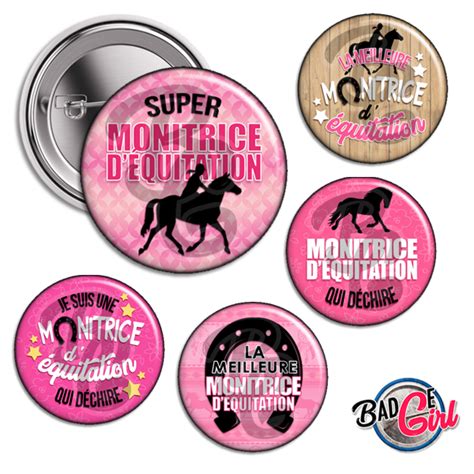 Images Monitrice équitation Badge 56mm à imprimer BadgeGirl