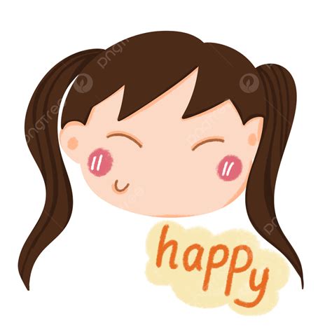 Happy Girl Face Cartoon