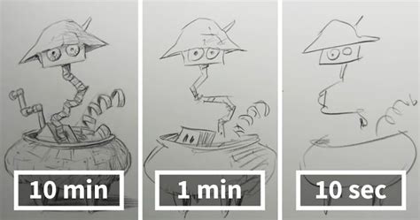 Speed Drawing Challenge Asks Artists To Sketch In 10 Mins, 1 Min, And 10 Secs | Bored Panda