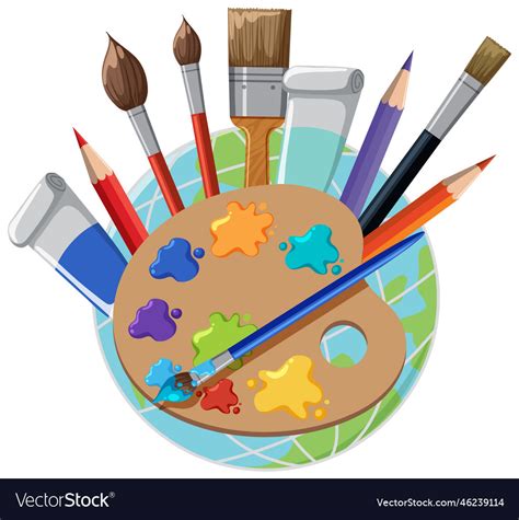 Paint Brushes And Color Palette Royalty Free Vector Image