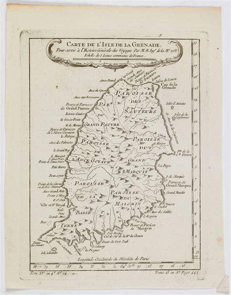 Carte De L Isle De La Grenade Old Map By BELLIN J N