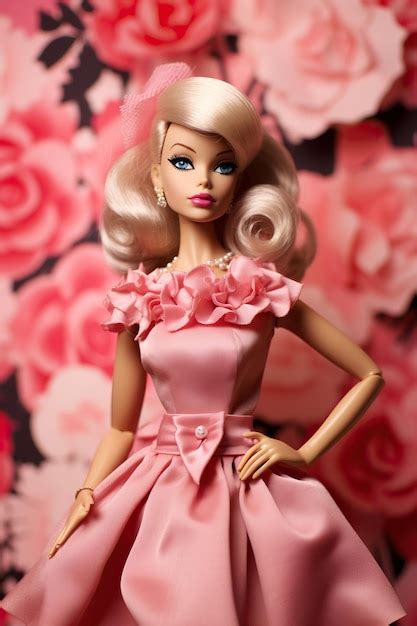 Mu Eca Barbie Con Vestido Rosa Foto Premium