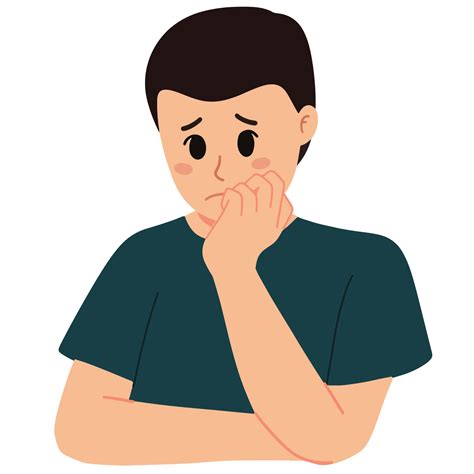 A Portrait Of Sad Man With Hand On Chin Illustration Vector