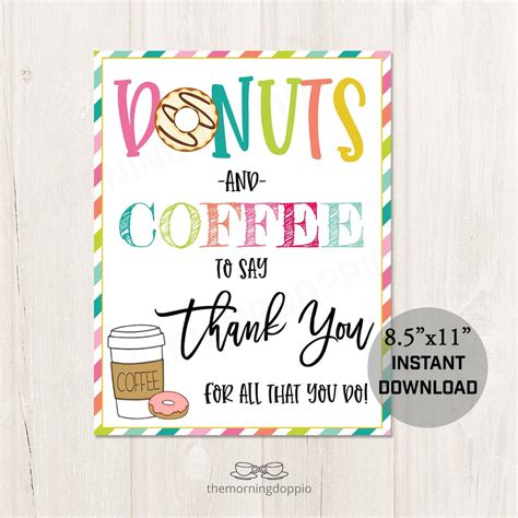 Printable Donuts And Coffee Appreciation Flyer For Nurses Teacher Pto