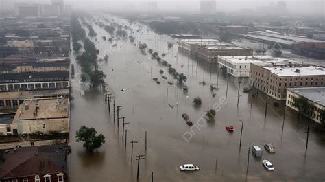 Flooded Down From Heavy Rain In New Orleans Background New Orleans