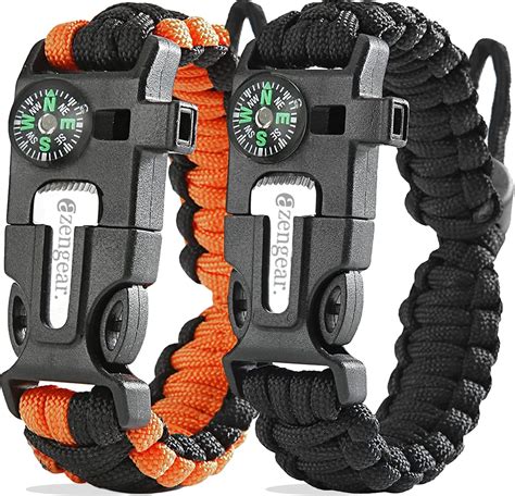 AZengear Bracelets De Survie En Paracorde Lot De 2 Allume Feu En