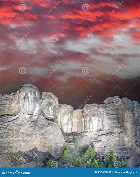 Mt. Rushmore National Memorial Park in South Dakota at Night
