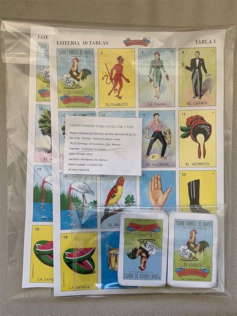 Loteria Mexicana Tradicional Jumbo Don Clemente Para Jugadores Con