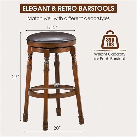 ERGOMASTER Bar Stools Set Of 2 Swivel Barstools 29 Inch Counter Height