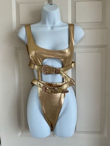 Oh Polly Swimwear Outrageous Gold Bikini Medium Ebay