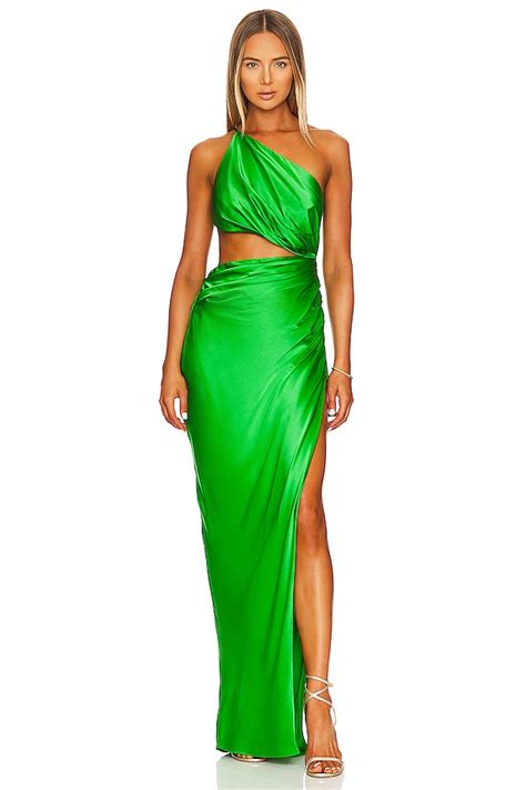 The Sei X Revolve One Shoulder Cut Out Gown In Palm Revolve