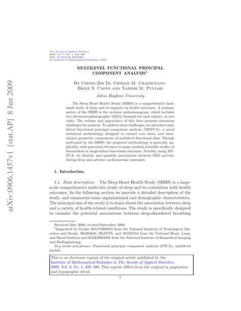 Pdf Multilevel Functional Principal Component Analysis