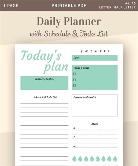 Daily Planner With Schedule And To Do List Template Planner Etsy Daily