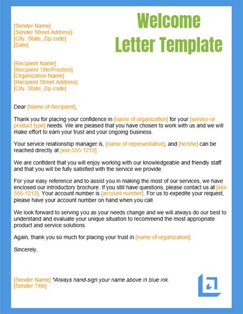 Free Welcome Letter Template The Letter Clearly Mentions The Department