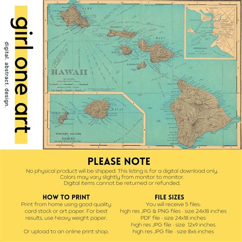 Map Of Hawaiian Islands 1898 Downloadable Digital Historical Etsy