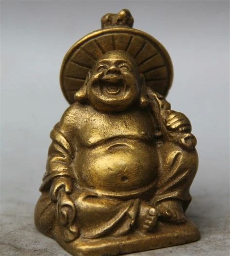 Estatua De Buda Maitreya Budismo Chino De Cobre Bolsillo Para Dinero