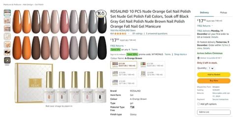 Rosalind Nude Orange Gel Nail Polish Set At Amazon