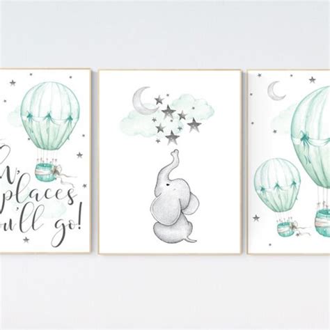 Hot Air Balloon Nursery Wall Art Oh The Places You Will Go Etsy