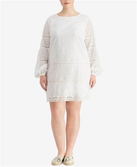 Lauren Ralph Lauren Plus Size Eyelet Lace Cotton Dress Macys