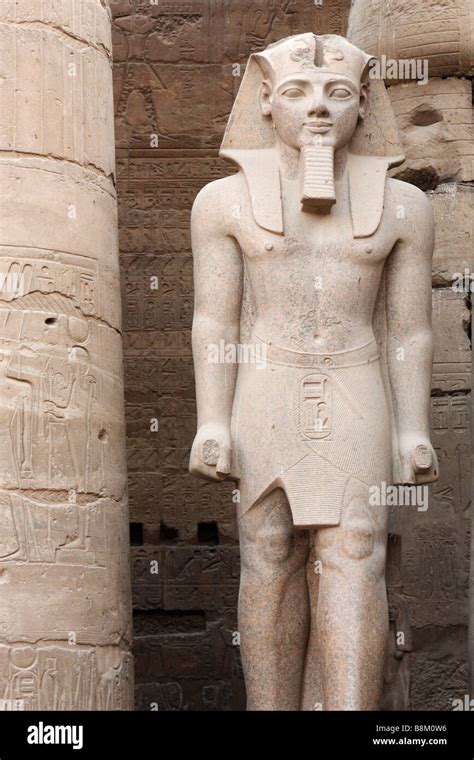 Large stone statue of Pharaoh Ramses II, Great Court, Luxor Temple ...