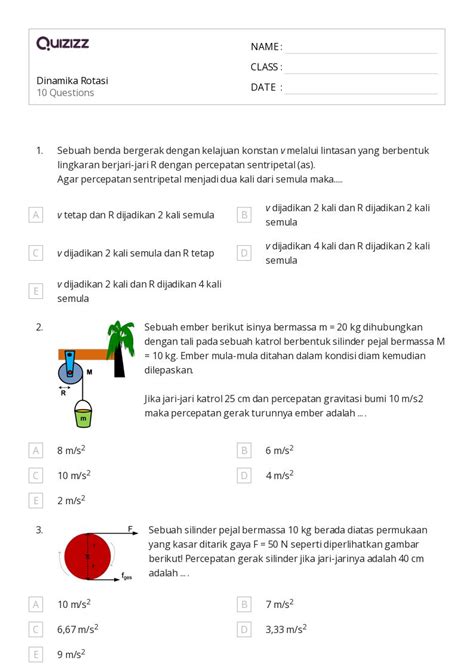 50 Lembar Kerja Percepatan Sentripetal Untuk Kelas 11 Di Quizizz