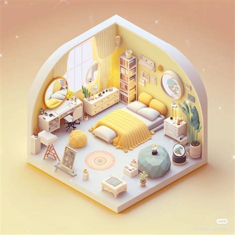 Yellow Bedroom Illustration With Cozy Corner Bed