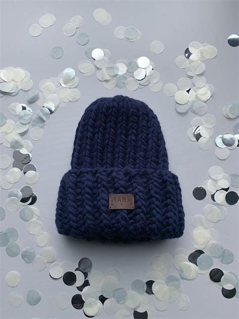 Navy Blue Beanie Hat Wool Gift Idea - Etsy