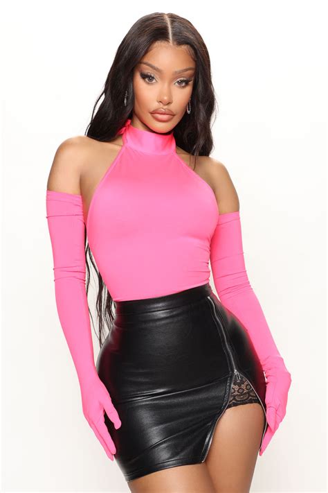 Maddy Glove Bodysuit Hot Pink Fashion Nova Bodysuits Fashion Nova