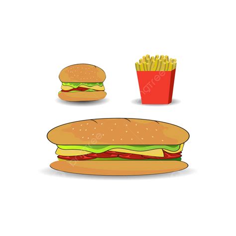 Street Food Burger French Fries Vector Burger French Fries Sandwich Png And Vector With