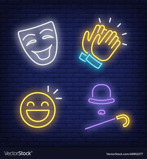 Laughing mask smiley cane hat and clapping Vector Image