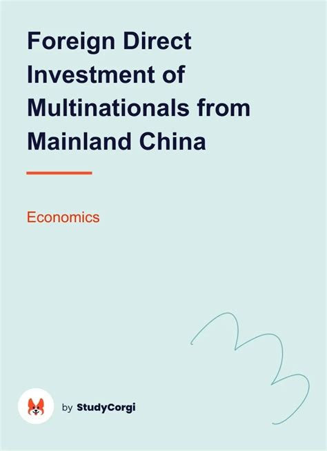 Foreign Direct Investment Of Multinationals From Mainland China Free