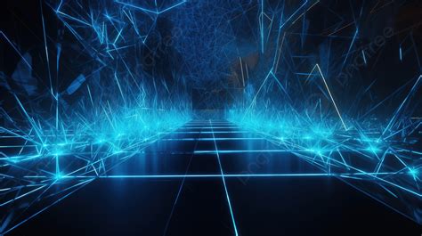 Blurred Blue Neon Wireframe Background In Stunning 3d Rendering ...