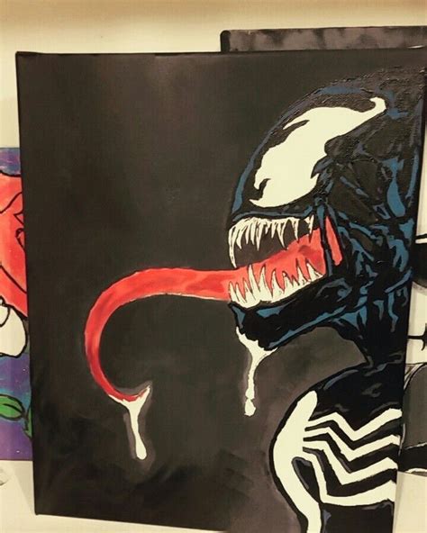 Venom painting on canvas. | Spiderman painting, Cute canvas paintings ...