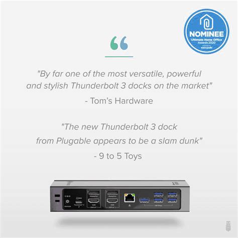 TBT3 UDZ Plugable Thunderbolt 3 And USB C Dual Display Dock With 96W