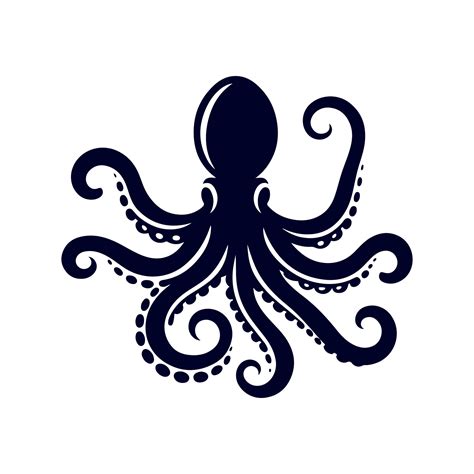 Octopus Silhouette Clip Art Isolated Illustration On A White Background