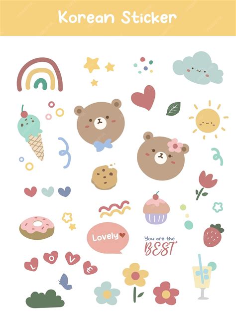 Premium Vector Cute Korean Sticker Printable Vector Illustration