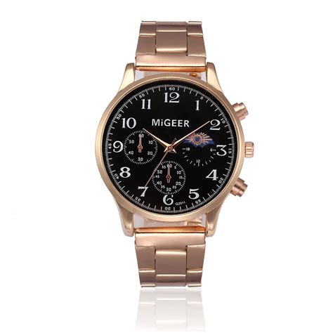 2018 Hot Selling Man Watches Migeer Fashion Men Crystal Stainless Steel Analog Quartz Wrist