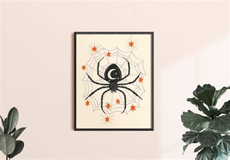 Black Spider Wall Art Halloween Decor Witchy Artwork Autumn Home