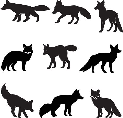 fox silhouette set 48008337 Vector Art at Vecteezy