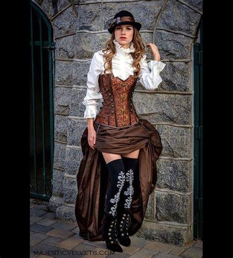 Steampunk Brown Corset W Brown Bustle Skirt Victorian Cosplay Costume