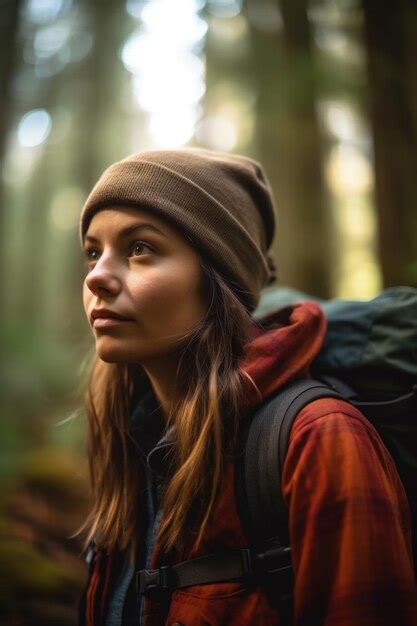 Premium Photo Shot Of A Young Woman Going On A Hike Through The Woods