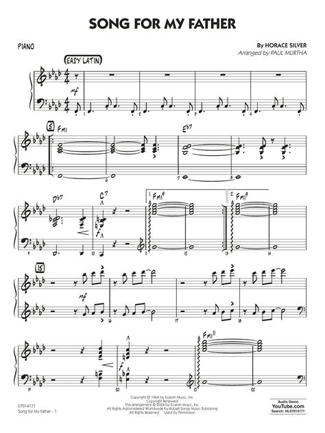 Song For My Father Arr Paul Murtha Piano Sheet Music Horace