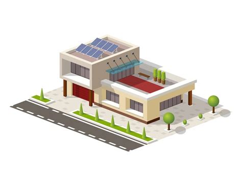 Premium Vector Isometric High Tech House With Solar Panels