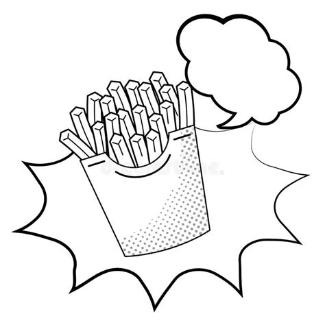 Icono De Las Patatas Fritas Blanco Y Negro Ilustración del Vector