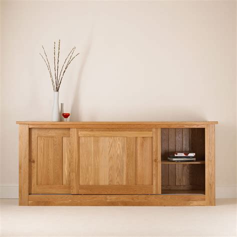 Quercus Solid Oak Sliding Door Sideboard Extra Deep Con Tempo Furniture