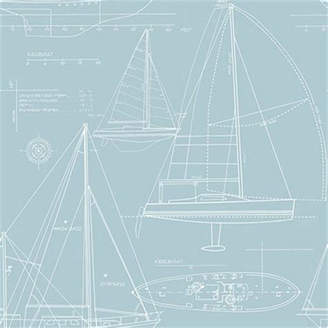 TBC61302 | Yacht Blueprint | Wallpaper Boulevard