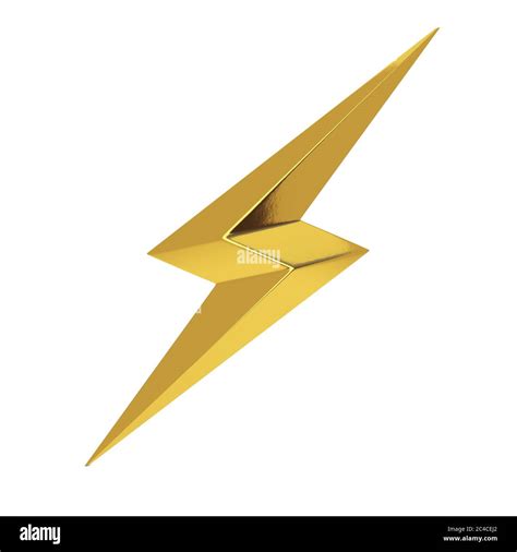 Golden Thunderbolt Lighting Icon On A White Background D Rendering